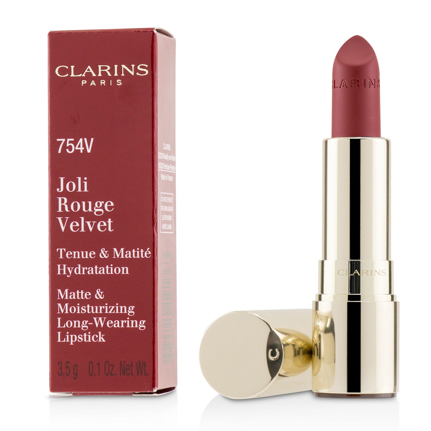Clarins/クラランス+ジョリ ルージュ ヴェルヴェット (マット & モイスチャライジング ロング ウェアリング リップスティック)+3.5g/0.1oz+# 754V Deep Red ブランドコスメ